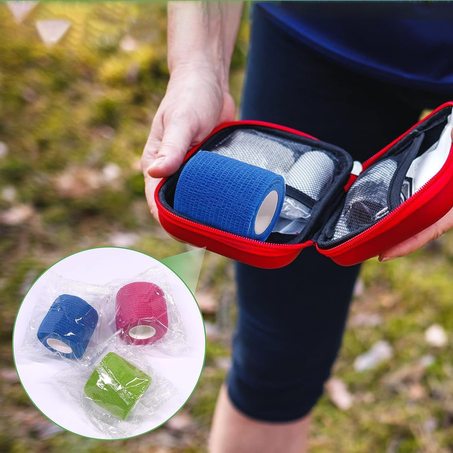 Lateksiton ensiapulaukku, joustava kääre, yhtenäinen side