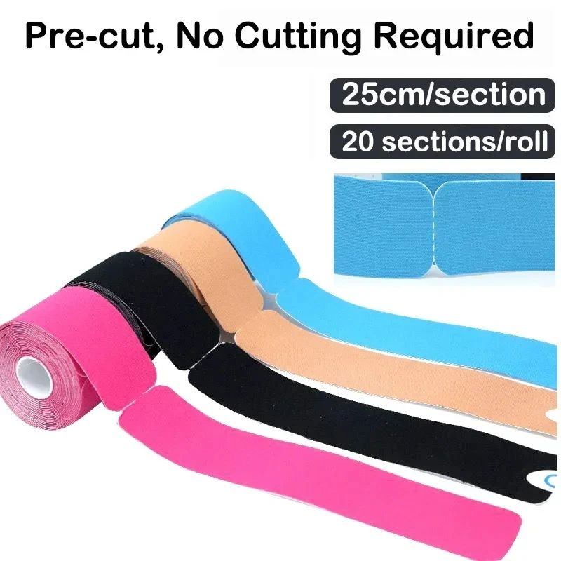 Precut Kinesiology Tape (pre-slit Muscle Tape) – Hypoallergeeninen, vedenkestävä, 180 % venyvä